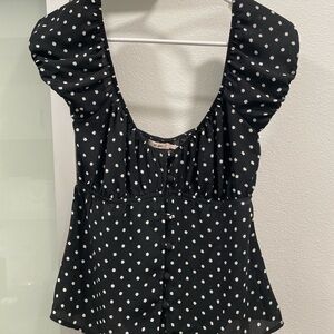 mi ami Black and White Polka Dot Blouse